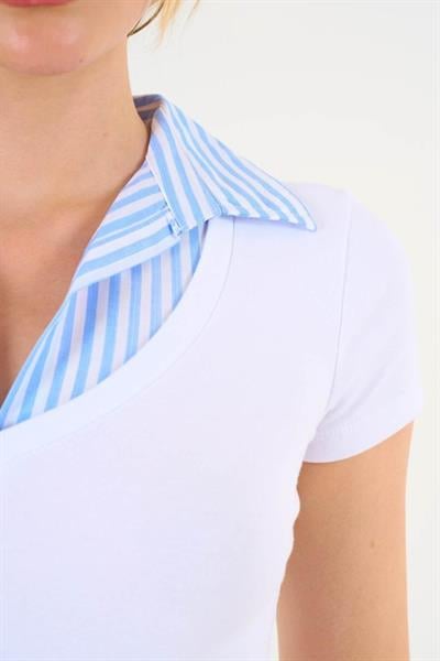 Gömlek Yaka T-shirt - Beyaz