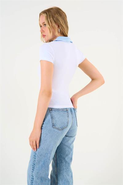 Gömlek Yaka T-shirt - Beyaz