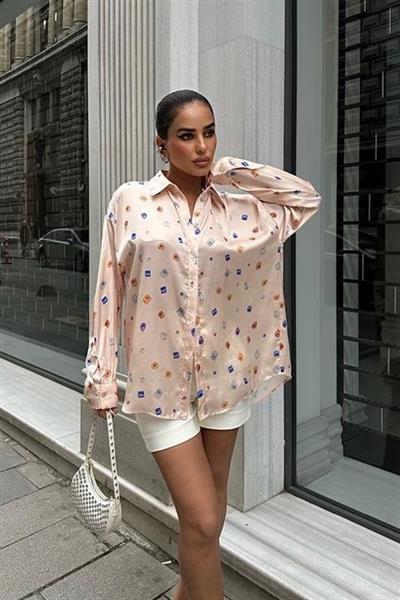 Grace Taş Desenli Saten Gömlek 3388-08