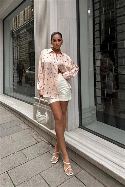 Grace Taş Desenli Saten Gömlek 3388-08