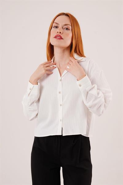 Gümüş Çizgili Beyaz Gömlek
