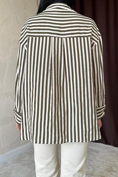 Haki Çizgili Gömlek