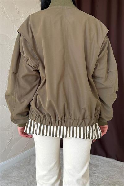 Haki Parçalı Bomber Ceket