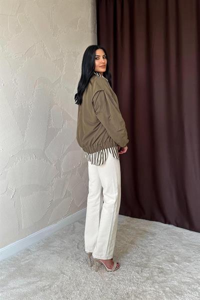 Haki Parçalı Bomber Ceket