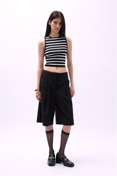 Halter Yaka Çizgili Crop