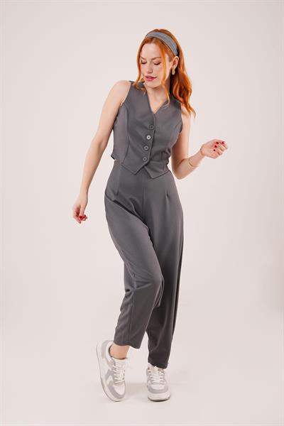 Havuç Kesim Gri Pantolon