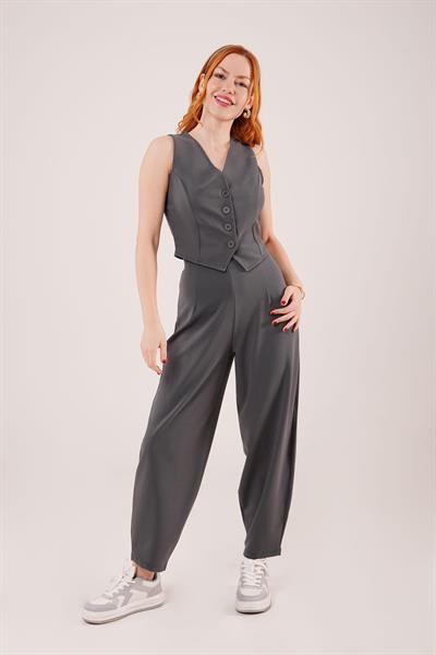 Havuç Kesim Gri Pantolon