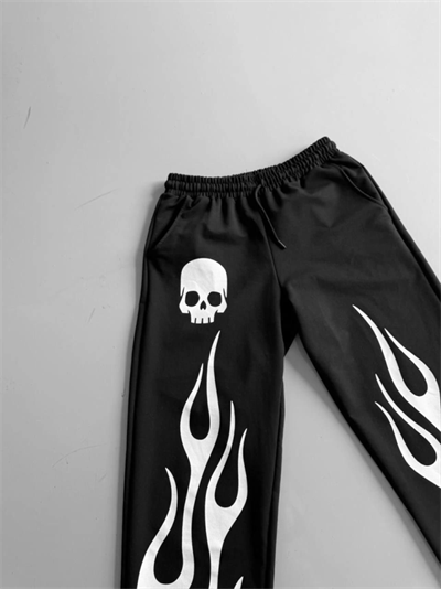 İki İplik Baskılı Kumaş Baggy Alt Esofman - Siyah