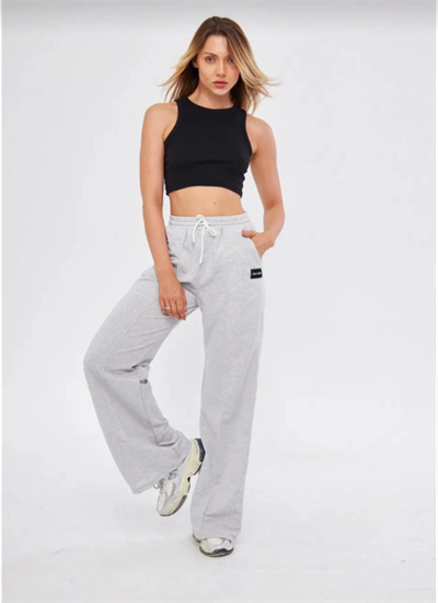 İki Iplik Bol Paça Eşofman Pantalon - Gri