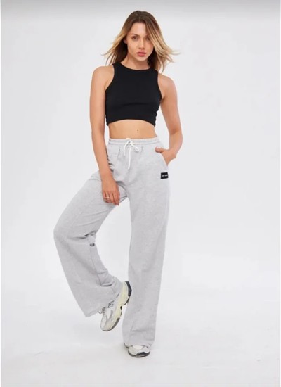 İki Iplik Bol Paça Eşofman Pantalon - Gri