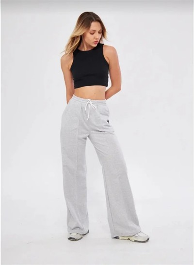 İki Iplik Bol Paça Eşofman Pantalon - Gri