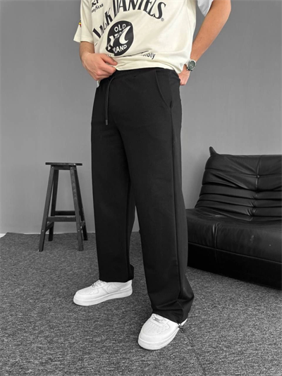 İki İplik Kumaş Baggy Alt Esofman - Siyah