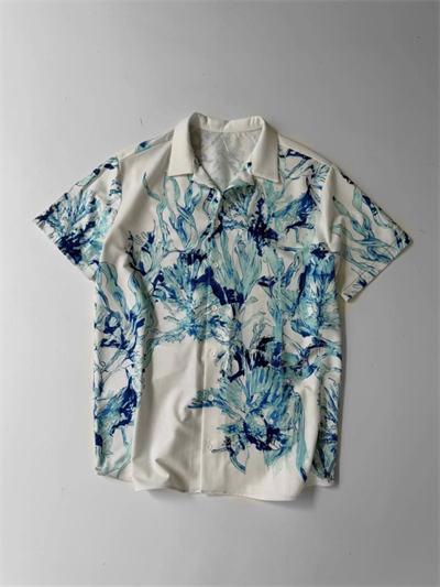 İki İplik Kumaş Baskılı Gömlek - Beyaz