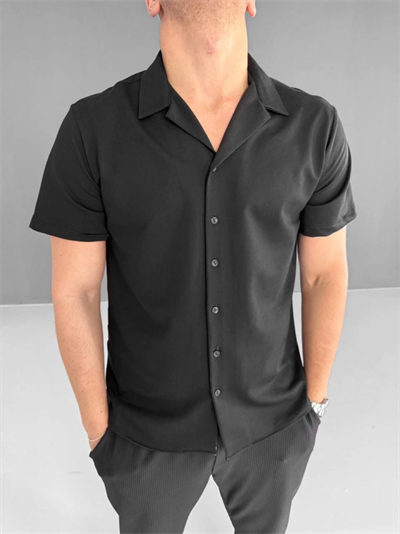 İki İplik Kumaş Gömlek - Siyah