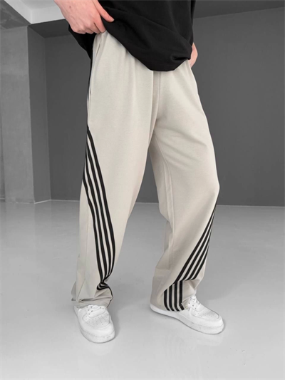 İki İplik Kumaş Şeritli Alt Esofman - Bej