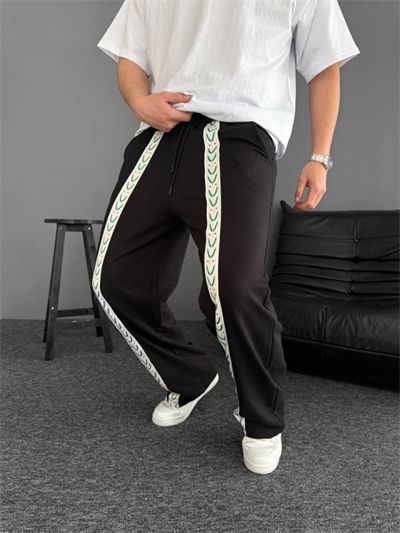 İki İplik Kumaş Şeritli Alt Esofman - Siyah