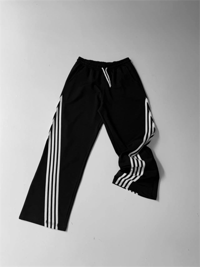 İki İplik Kumaş Şeritli Alt Esofman - Siyah