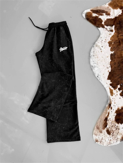 İki İplik Kumaş Yıkamalı Alt Esofman - Siyah