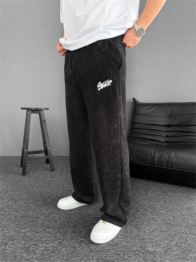 İki İplik Kumaş Yıkamalı Alt Esofman - Siyah