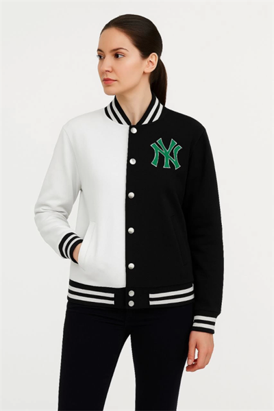 İki İplik Nakış İşlemeli Kolej Çeket- Siyah