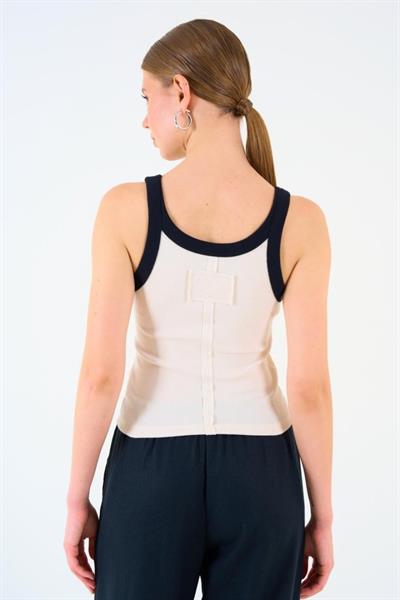 İki Renkli Atlet - Ekru-Siyah