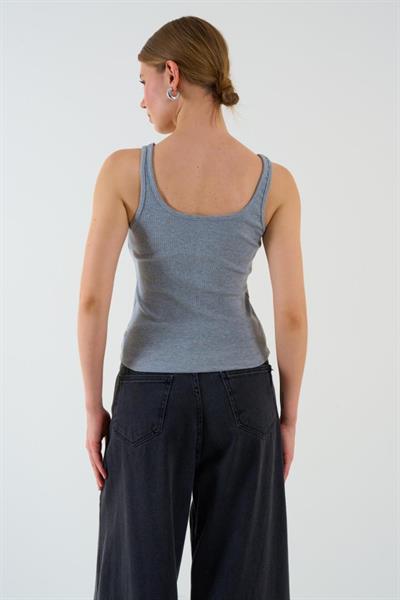 İnce Askılı Biyeli Atlet - Gri