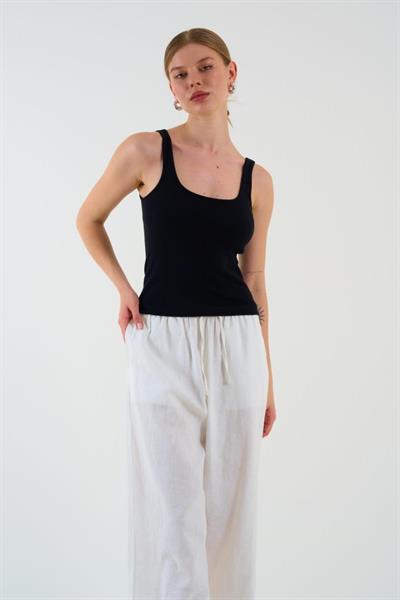 İnce Askılı Biyeli Atlet - Siyah