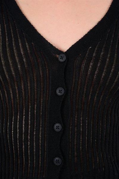 İnce Fitilli Hırka - Siyah