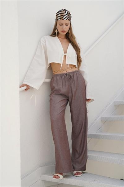 İnce Kemerli Bağcık Detay Pantolon