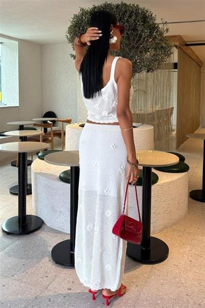 İnci Ve Çiçek Detaylı Büstiyerli Triko Takım 10100