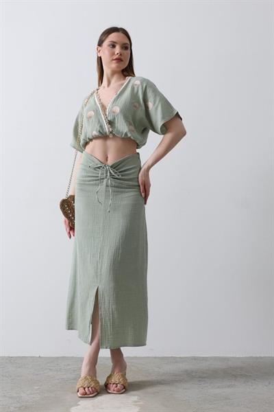 İstiridyeli Müslin Takım - Haki