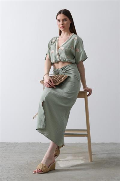 İstiridyeli Müslin Takım - Haki