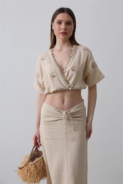 İstiridyeli Müslin Takım - Taş