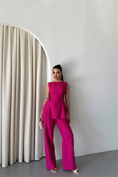 JAKAR KETEN KOLSUZ BLUZ-PANTOLON TK - Fuşya