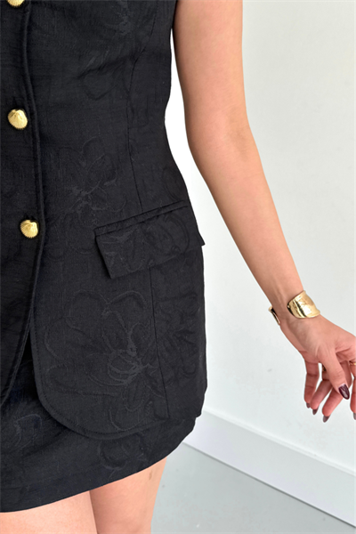 JAKAR KETEN YELEK - KISA ETEK TAKIM - Siyah