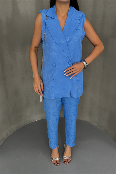 JAKAR KUMAŞ YELEK - PANTOLON TAKIM - Mavi