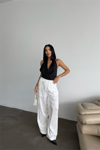 JAKAR SATEN PANTOLON - Beyaz