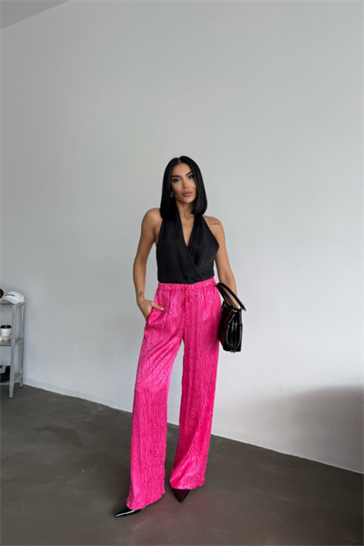JAKAR SATEN PANTOLON - Fuşya
