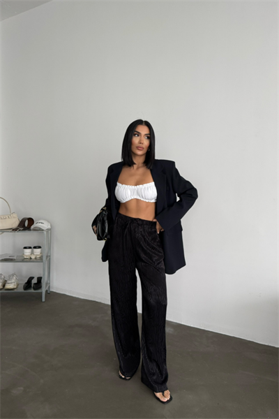 JAKAR SATEN PANTOLON - Siyah