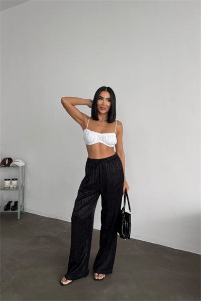 JAKAR SATEN PANTOLON - Siyah