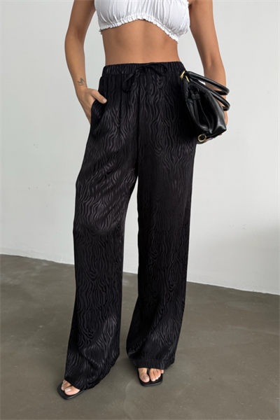 JAKAR SATEN PANTOLON - Siyah