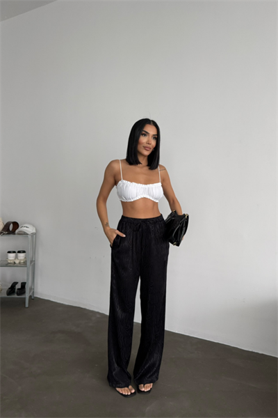 JAKAR SATEN PANTOLON - Siyah