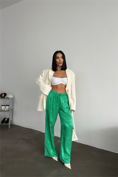 JAKAR SATEN PANTOLON - Yeşil