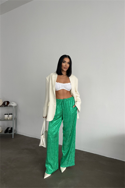 JAKAR SATEN PANTOLON - Yeşil
