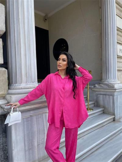 JAKARLI GÖMLEK-PANTOLON TAKIM - Pembe