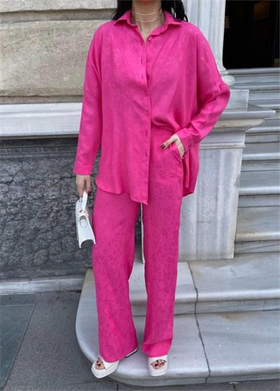 JAKARLI GÖMLEK-PANTOLON TAKIM - Pembe