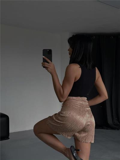 JAKARLI ŞORT ETEK - Bej