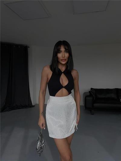 JAKARLI ŞORT ETEK - Beyaz