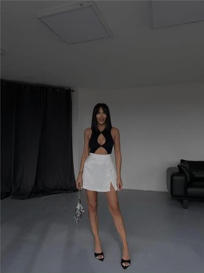 JAKARLI ŞORT ETEK - Beyaz