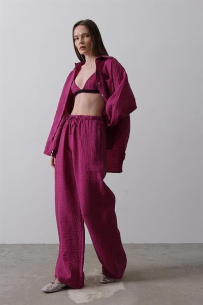 Jakarlı 3lü Takım - Mor